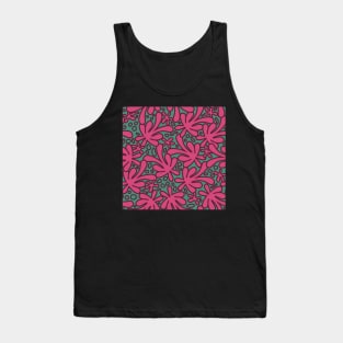 Modern abstract Matisse inspired design in beautiful dusky pink and burgundy on a green background Tank Top